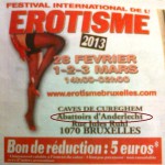 Publicité pour le Festival de l'érotisme à Bruxelles, tenant place dans les anciens abattoirs